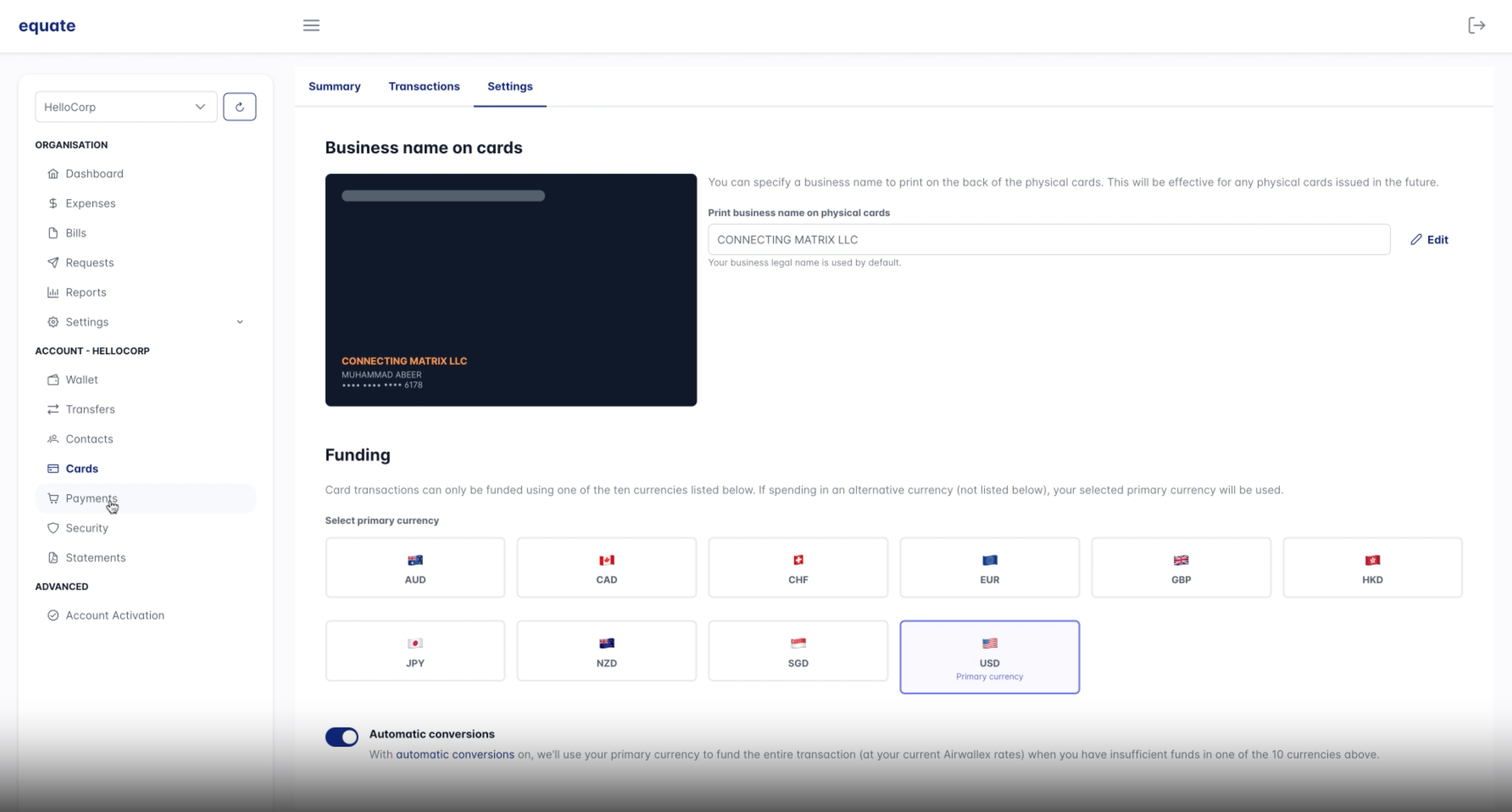 Accruals accounting screen